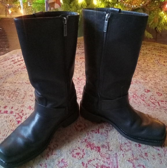 Harley Davidson leather square toed boots size 10 men's - Picture 4 of 10